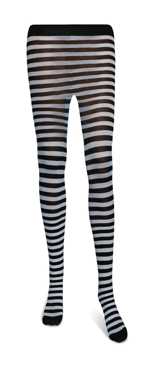 Black and White Tights - Striped Nylon Stretch Pantyhose Stocking  Accessories for Every Day Attire and Costumes for Teens and Children